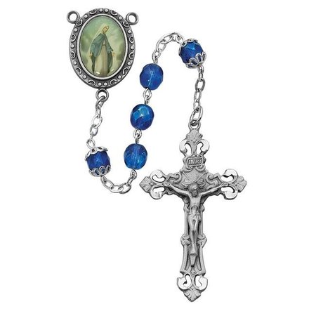 MCVAN McVan R015DF 7 mm Our Lady of Grace Cross Rosary Set - Blue R015DF